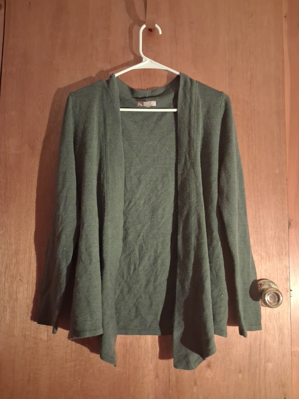 White Stag Open-Front Cardigan Sweater in Forest Green